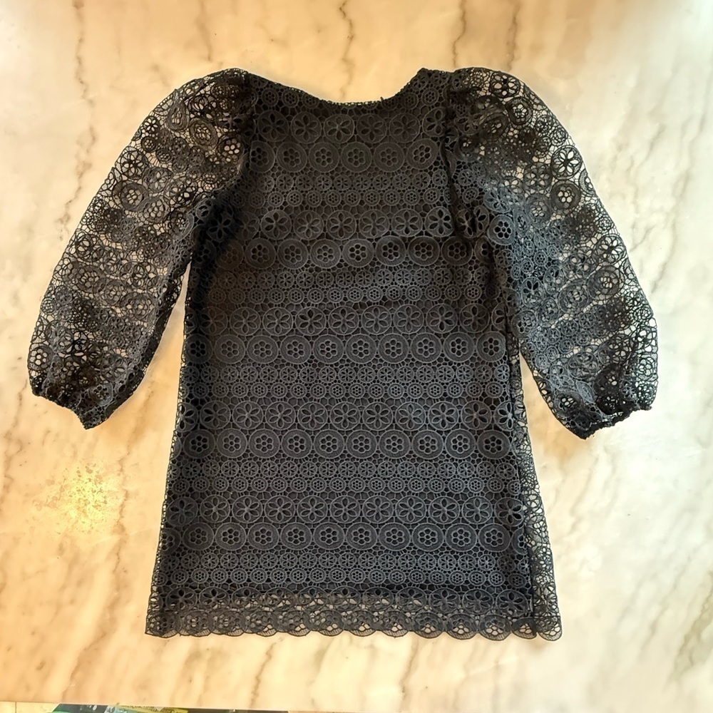 NWT Express Black Lace Crochet Long Sleeve Babydoll Dress Womens size L - Picture 9 of 15